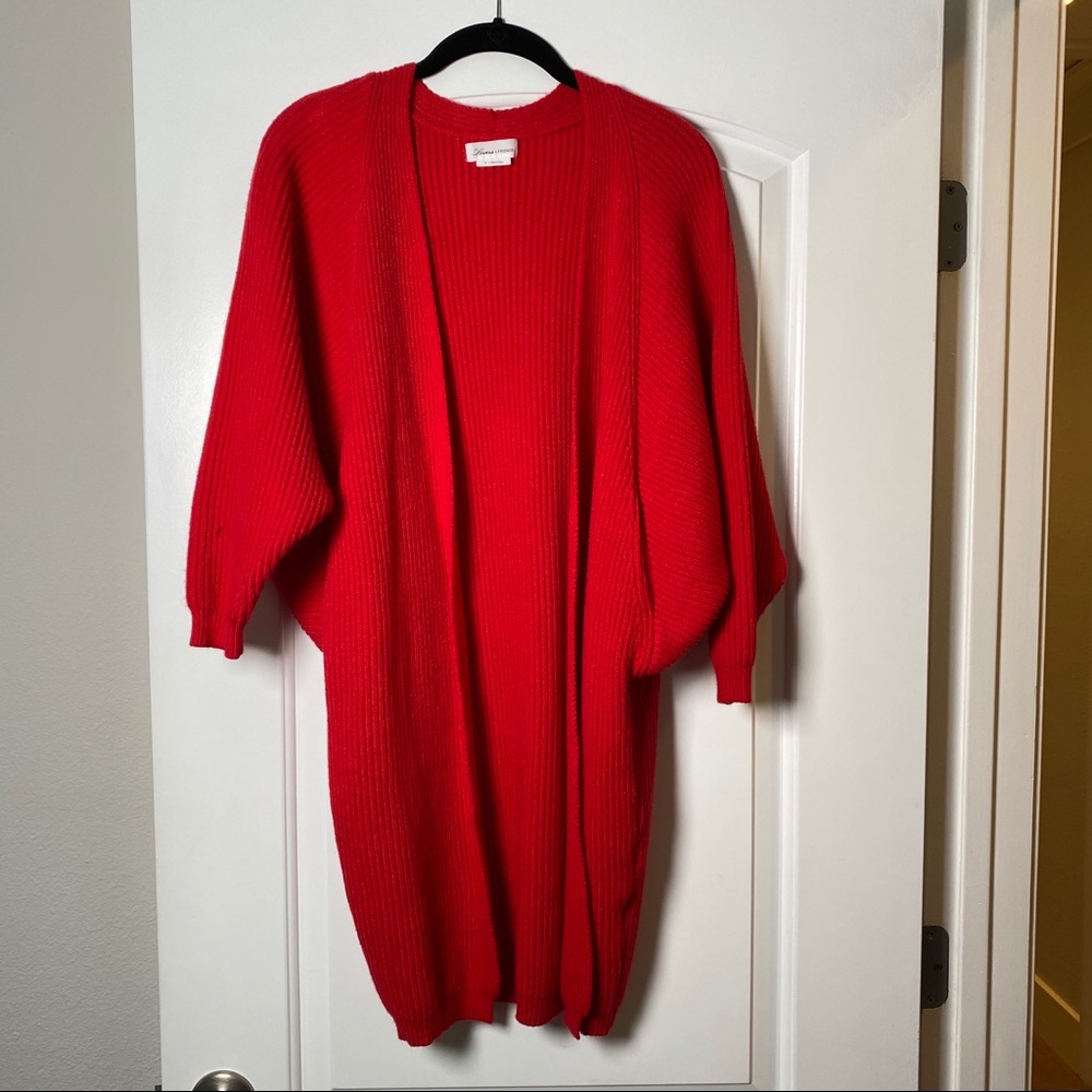 Lovers + Friends Red Ribbed Open Front Cardigan - Picture 4 of 12